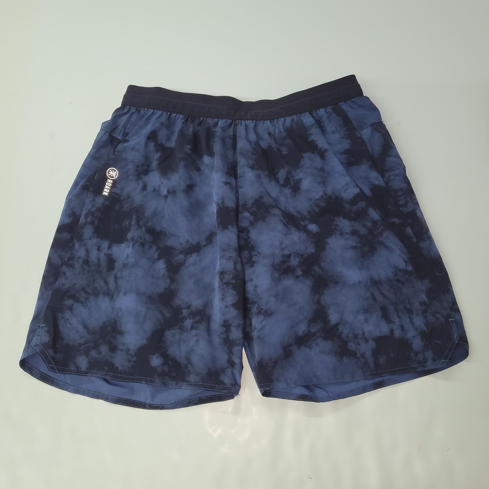 Roark Alta Shorts Mens S Blue Tie Dye 7" Athletic Elastic Lined Zipper Pocket‎